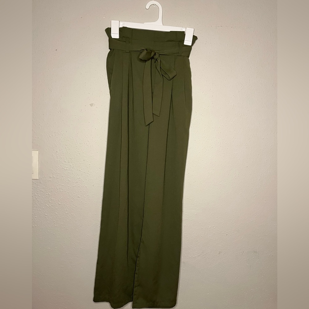 a new day Olive Green Wide Leg Paperbag Waist Pants